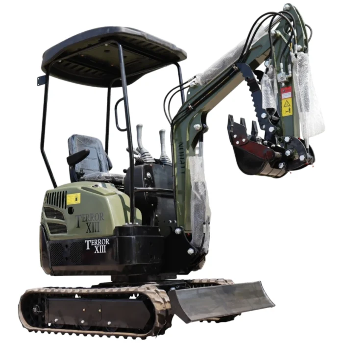 TYPHON TERROR XIII Mini Excavator – 1.3 Ton Trench Digger with Canopy, Hydraulic Thumb Clip… – main product image