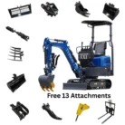 TERROR XI Mini Excavator Digger 13.5hp Gas B&S EPA Engine with 13 Attachments – main product image