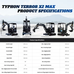 TYPHON TERROR X2 Max Canopy Mini Excavator Powerful 2.5 Ton Compact Machine with Yanmar Engine… – product detail image 1