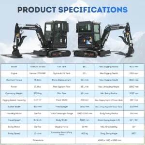 TYPHON TERROR X2 MAX 2.7-Ton Mini Excavator Powerful, Yanmar Engine, Cabin with A/C & Heater… – product detail image 1