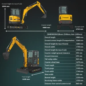 TYPHON NAGA 4.0 Mini Excavator with 4 Ton 24.4hp Yanmar Diesel Engine Metal Track ISO SAE control… – product detail image 1