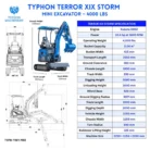 TYPHON TERROR XIX STORM Mini Excavator – 4000lbs Trench Digger with Boom Swing, Canopy… – product detail image 1