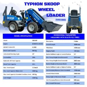 New TYPHON Telescopic Wheel Loader with Kubota D1105 engine 25 hp 1 ton Load USA – product detail image 1