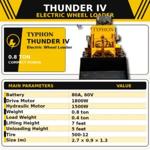 TYPHON Thunder IV Electric Wheel Loader USA – product detail image 1