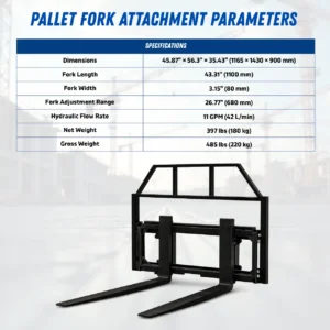 TYPHON Skoop Hydraulic Pallet Fork Attachment for Wheel Loader 43 Inch 11.1 GPM – product detail image 1