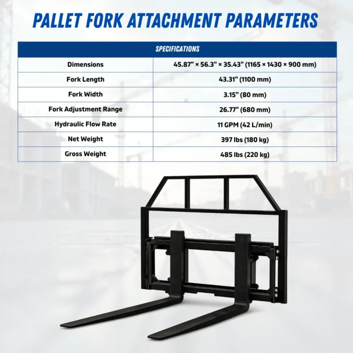 2-35-1-1.webp TYPHON Skoop Hydraulic Pallet Fork Attachment for Wheel Loader 43 Inch 11.1 GPM – product detail image 1