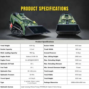 TYPHON Stomp V1000 24HP Kubota D1105 Water Cooled Diesel Skid Steer Pilot Control – product detail image 1