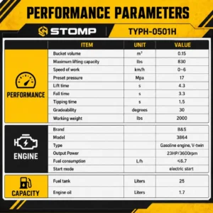 Brand New TYPHON STOMP 1,800lbs Mini Skid Steer 23.5HP Gas EPA Engine USA – product detail image 1