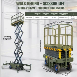 TYPHON xFlex-2037W Walk-Behind Scissor Lift comes with 20ft Working Height and Manual outriggers… – product detail image 1