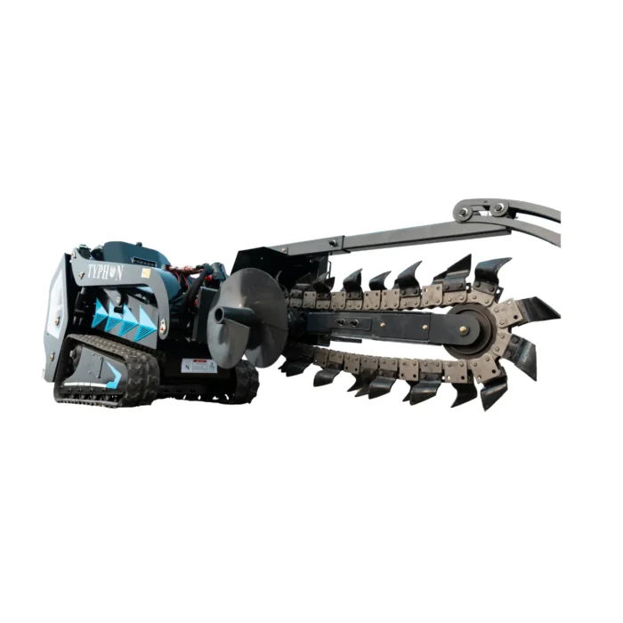 800mm Hydraulic Chain Trencher Attachment for TYPHON STOMP X1300 & STOMP 509 Mini Skid Steers – product detail image 3